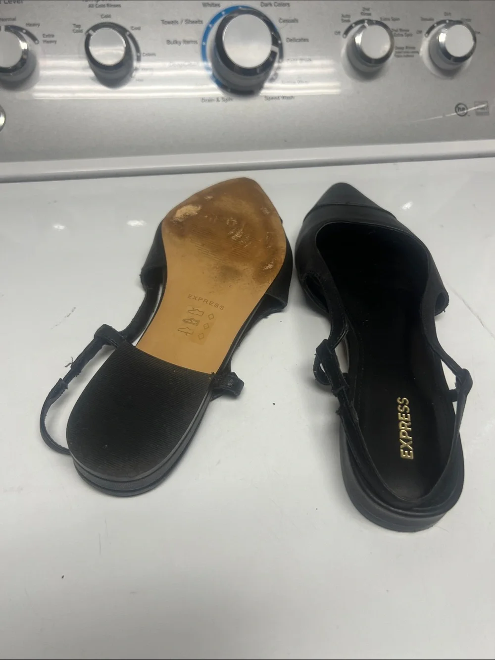 Express Black Pointed Slingback Flats